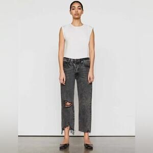 Frame Grey Le Slouch Crop Jeans Harbor Way Destructed Women's Plus Size 33